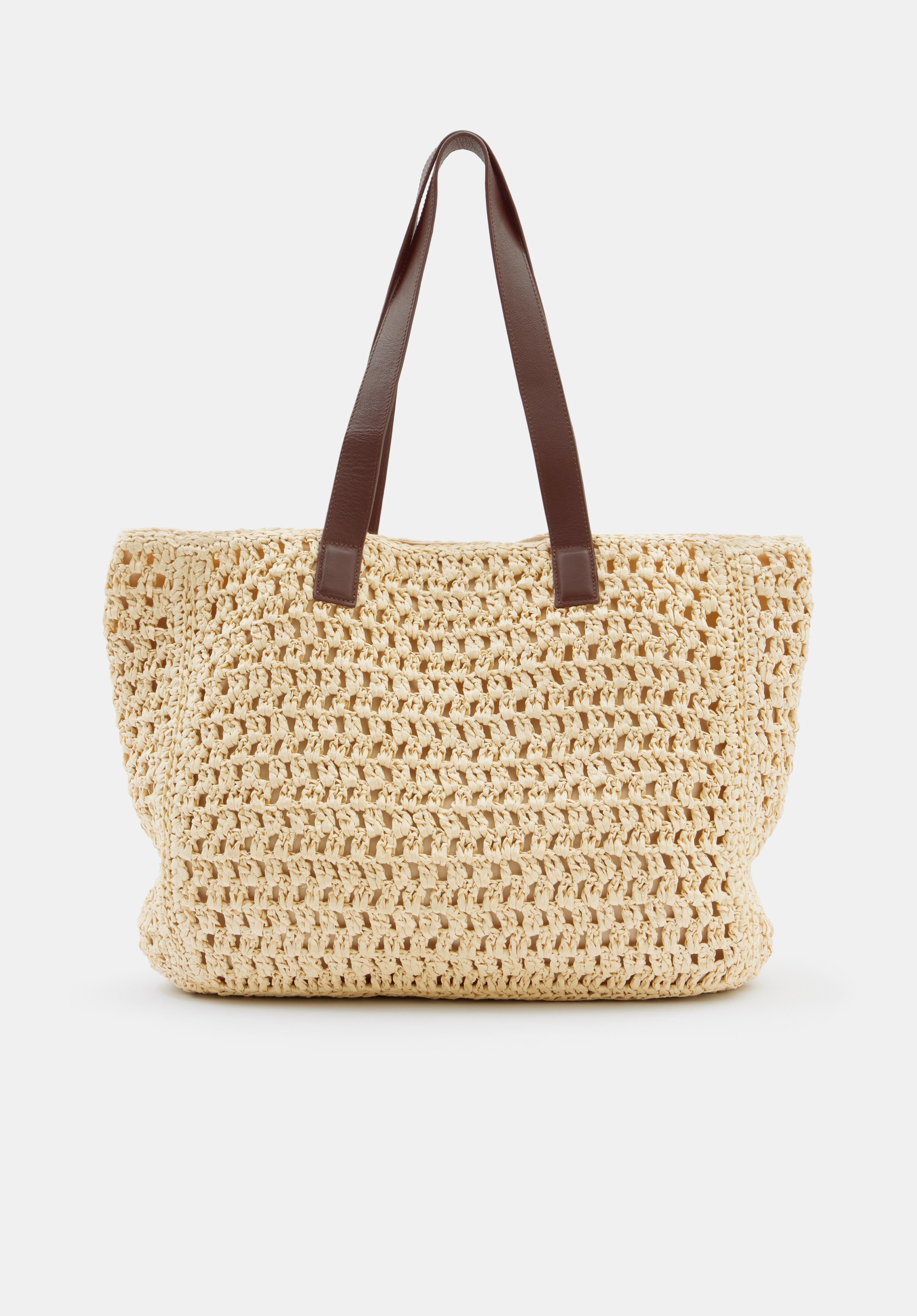 Natasha Straw Leather Tote Bag