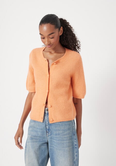 Short Sleeve Ribbed Cardigan