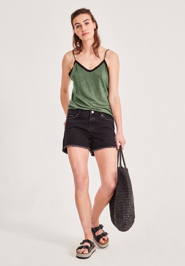 Lace-Trimmed Linen Cami