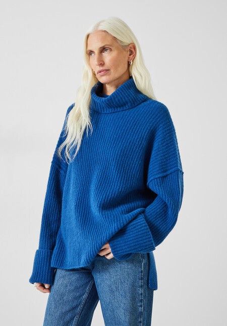 Keily Ribbed Roll Neck Wool Blend Jumper