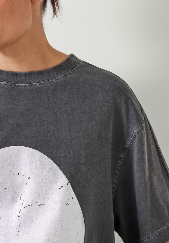 Metallic Print Oversized Graphic T-Shirt
