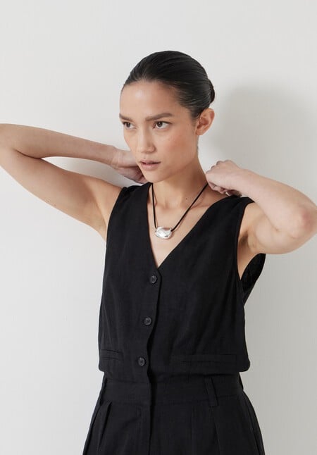 Linen Blend Waistcoat Jumpsuit