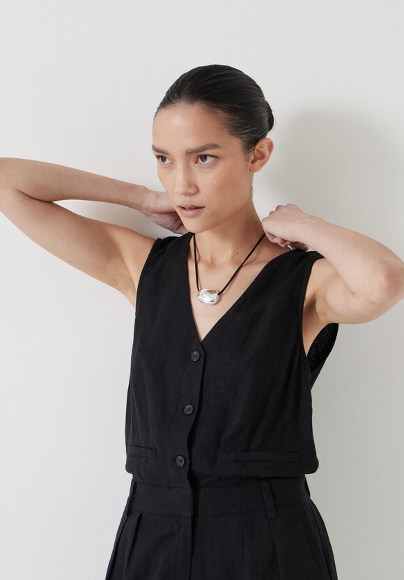 Linen Blend Waistcoat Jumpsuit