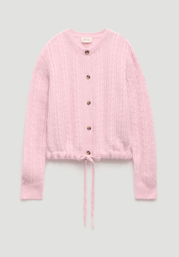 Wool Blend Drawstring Detail Cardigan