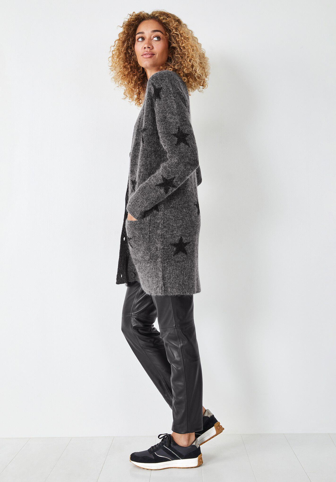 Laney Longline Star Cardigan Charcoal Marl Star hush