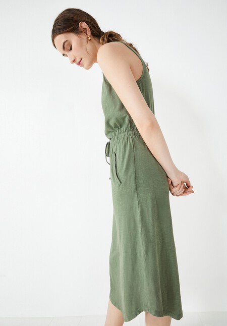 V-Neck Jersey Midi Dress
