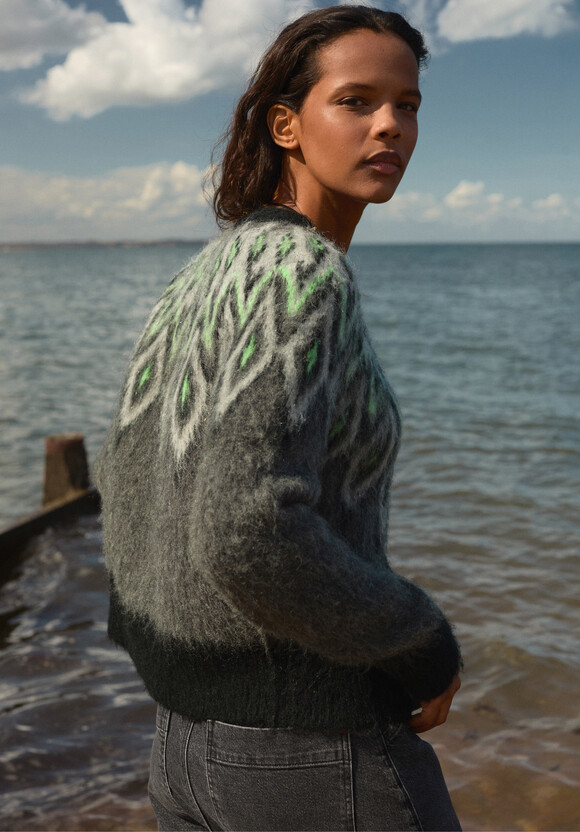 Brushed Fairisle Cardigan with Mohair