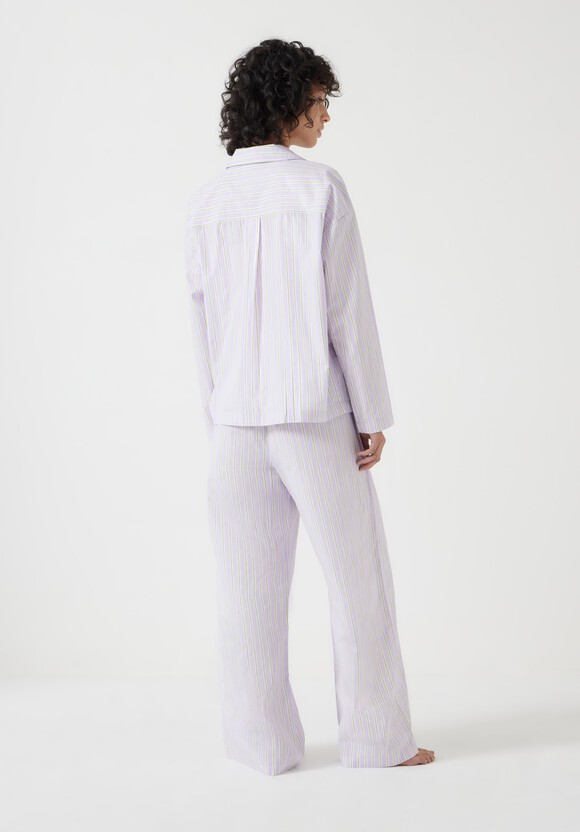 Cotton Poplin Stripe Trouser Pyjamas Set