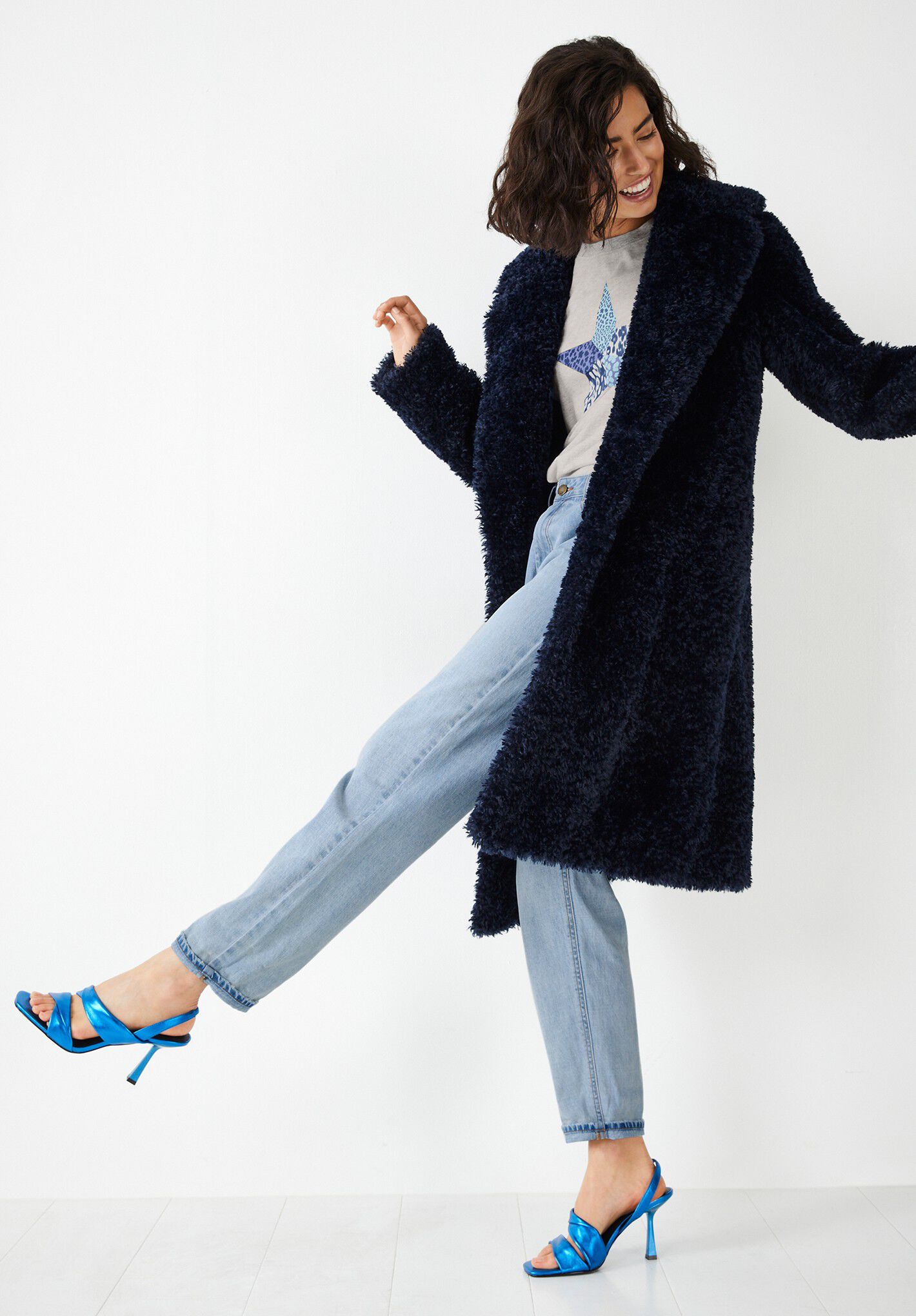 Textured faux fur coat 2025