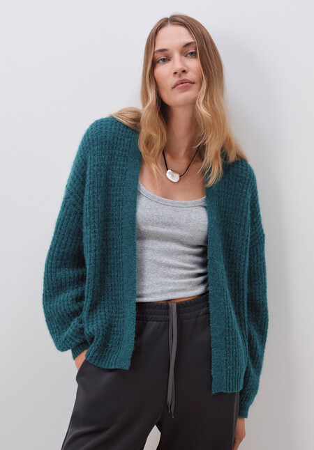 Waffle Stitch Edge to Edge Cardigan