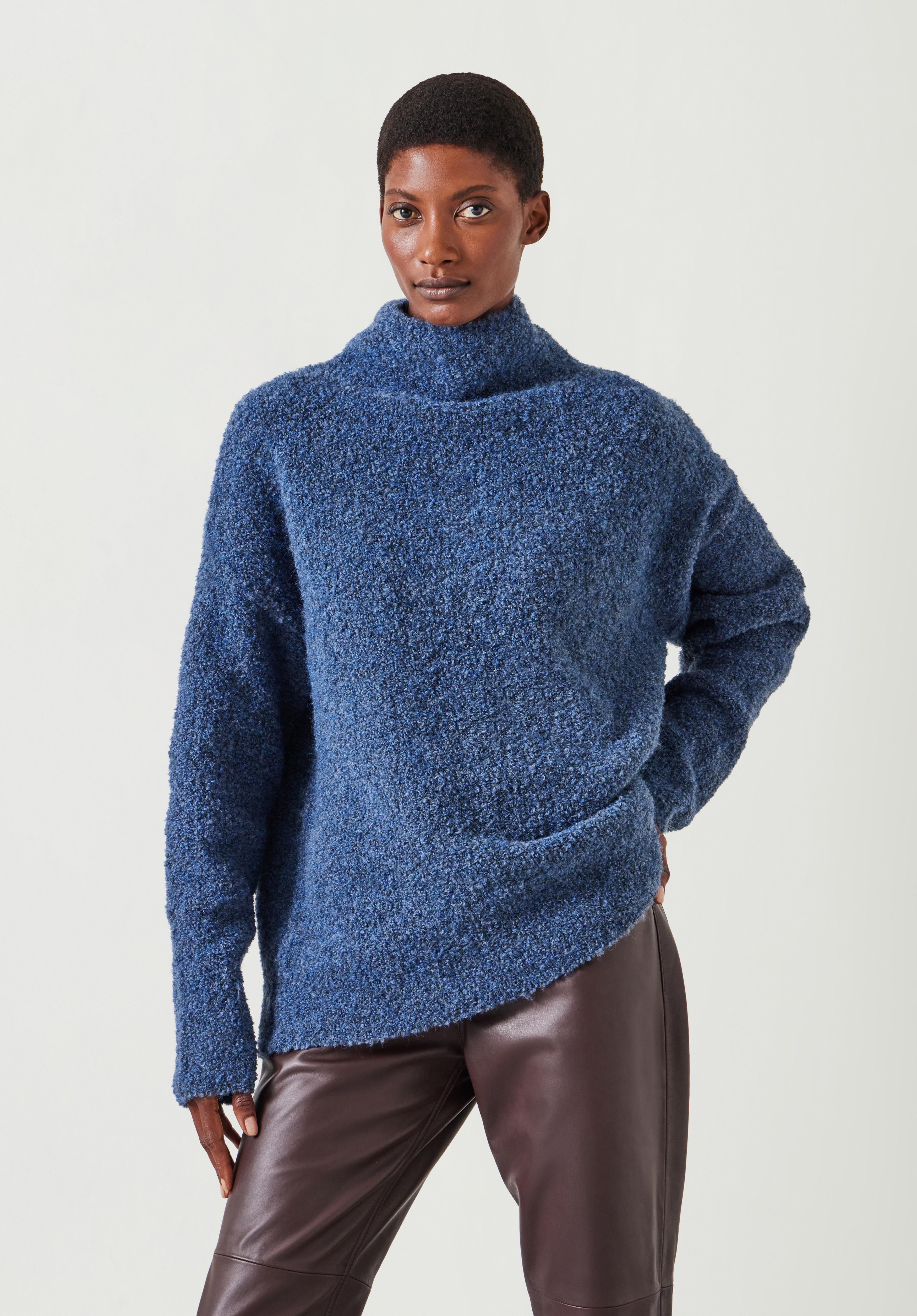 Bailey Boucle Funnel Jumper Blue hush