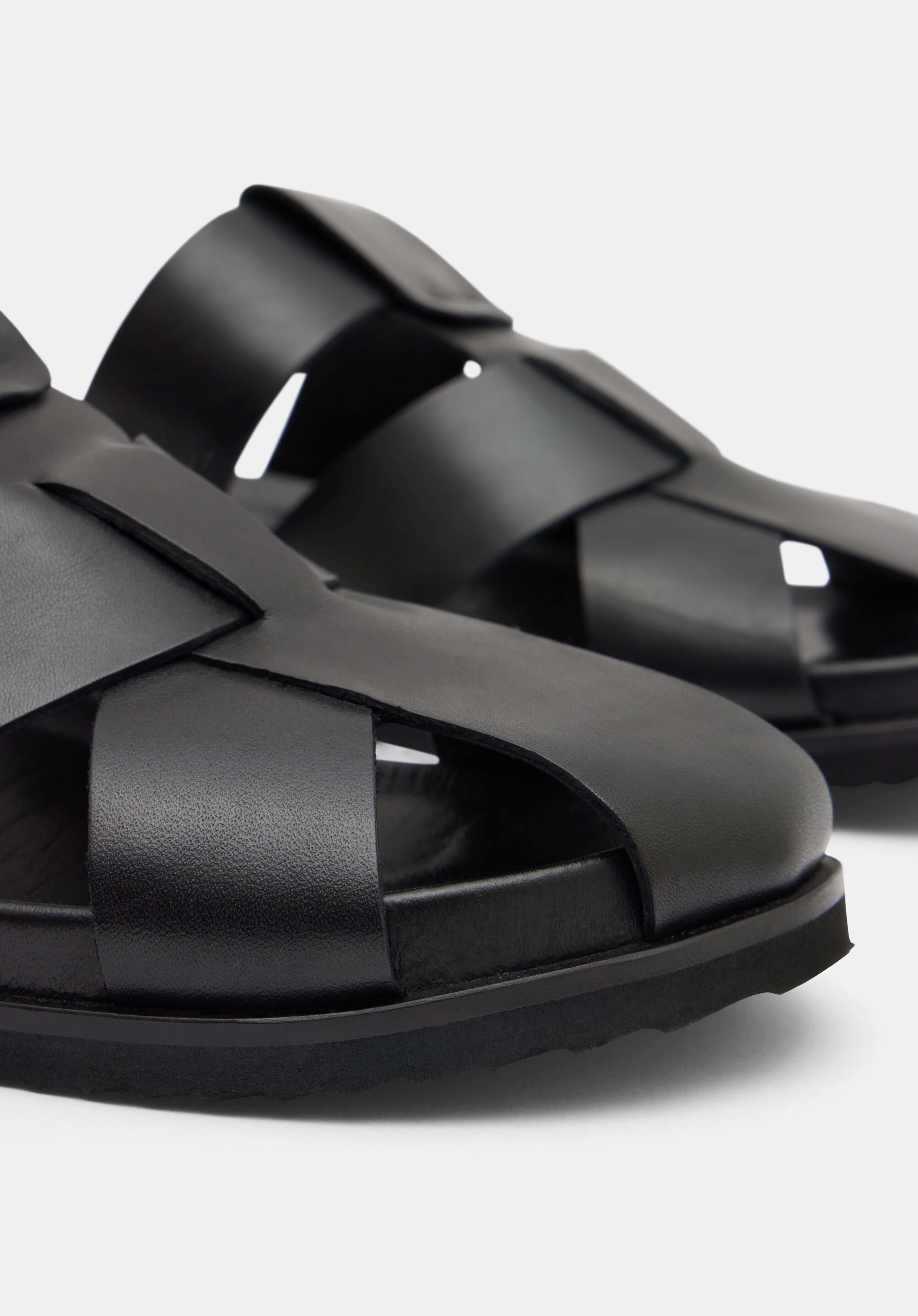 Ladies black closed toe sandals best sale
