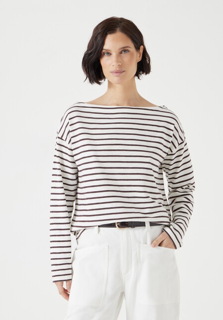 Slash Neck Stripe Top