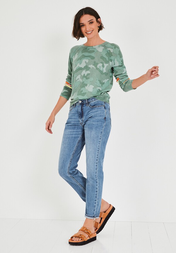 Rainbow Sleeve Camo Jumper