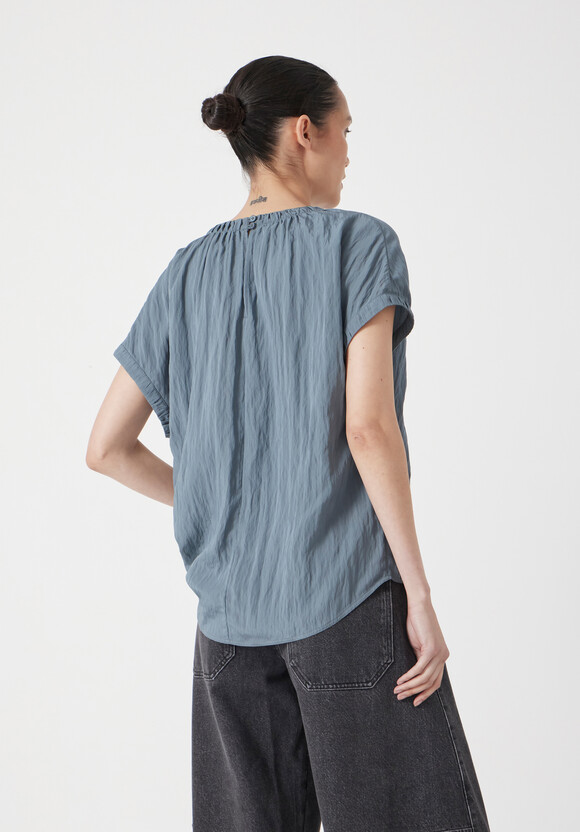 Gathered Crew Neck Short Sleeve Top
