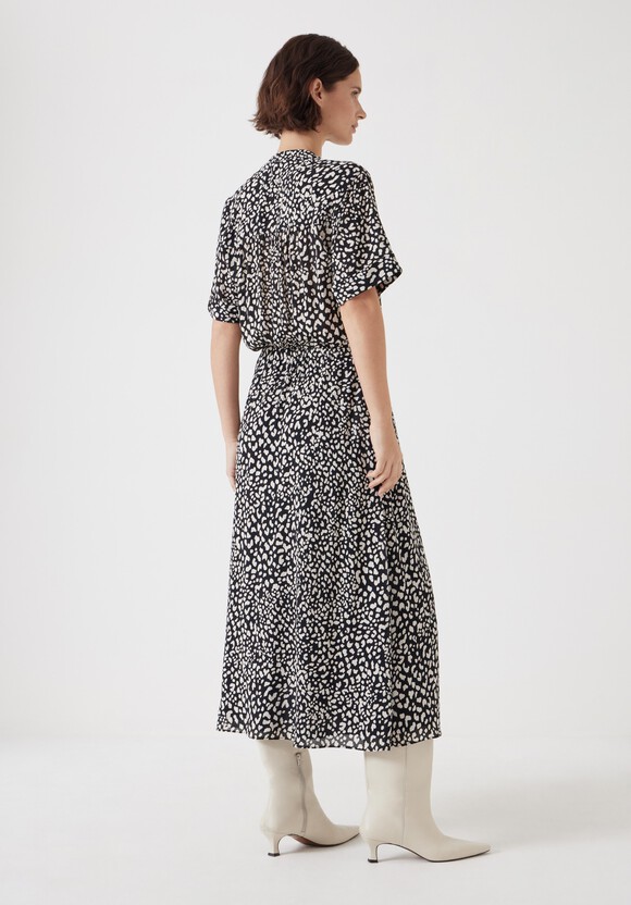 Printed Short Sleeve Midi Shirt Dress