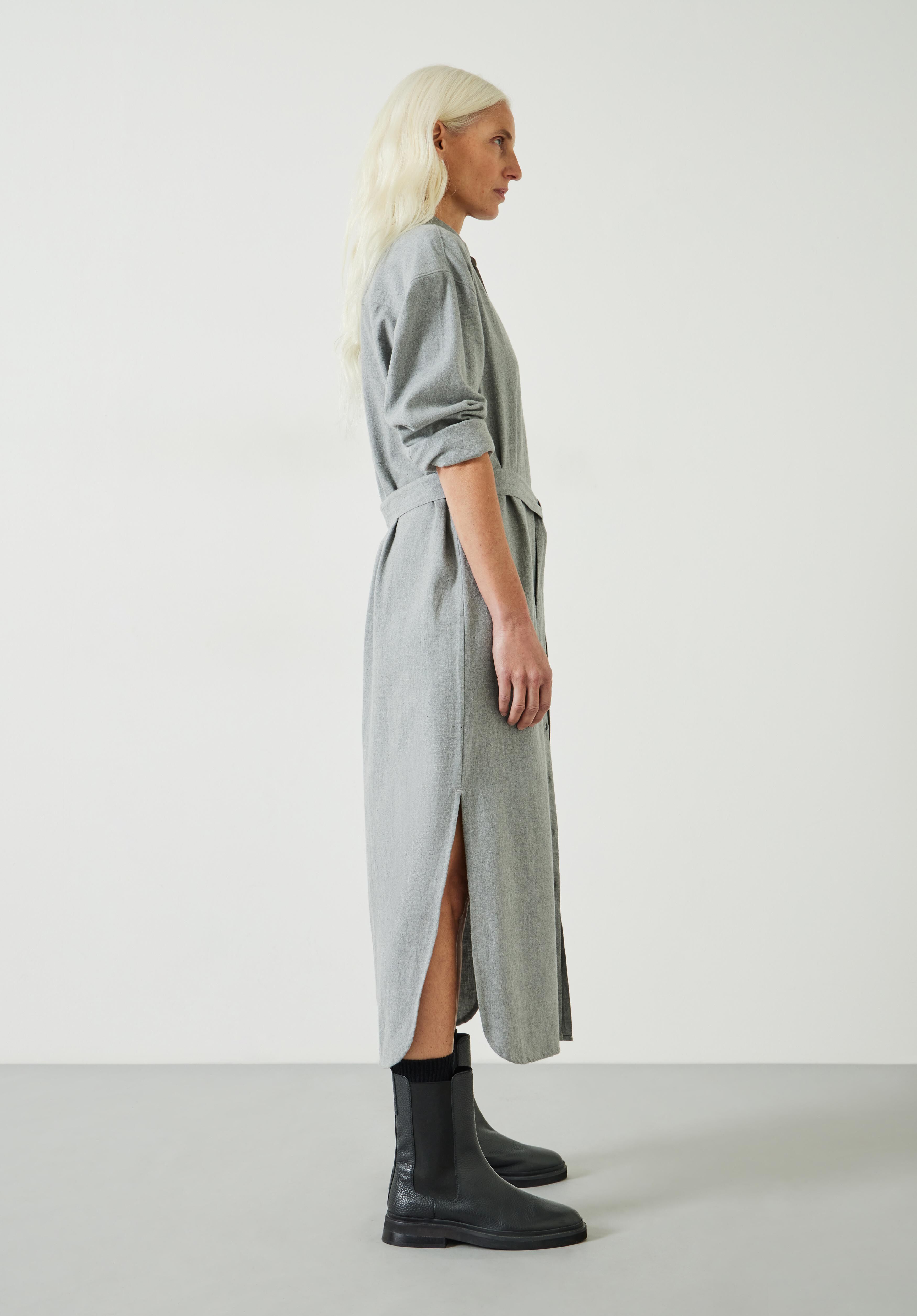 Long grey shirt dress hot sale