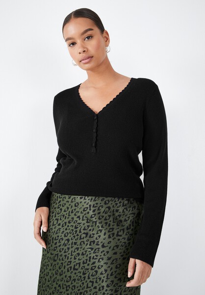 Henley Detail Ribbed Top