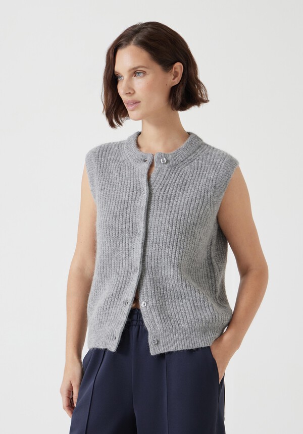 Button Through Knitted Sleeveless Cardigan