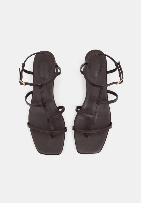 Leather Strappy Low Heel Sandals