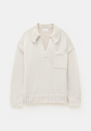 Knitted Cotton Rugby Jumper With Pocket