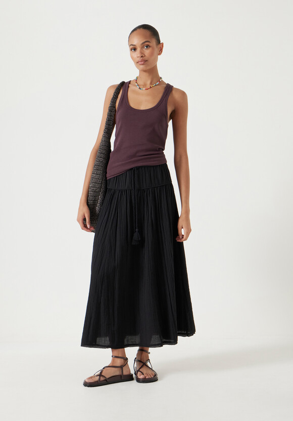 Gathered Detail Midi Skirt