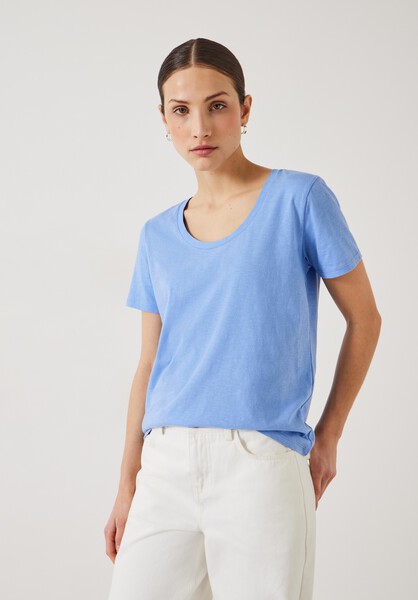 Hari Scoop Neck Cotton Slub T-Shirt