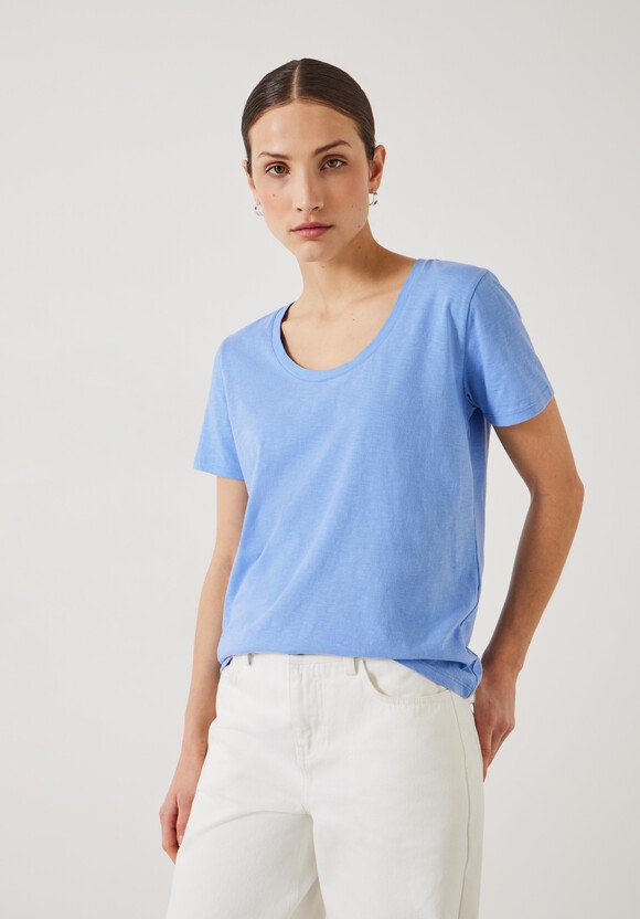 Hari Scoop Neck Cotton Slub T-Shirt