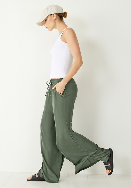 Wide Leg Satin Trousers