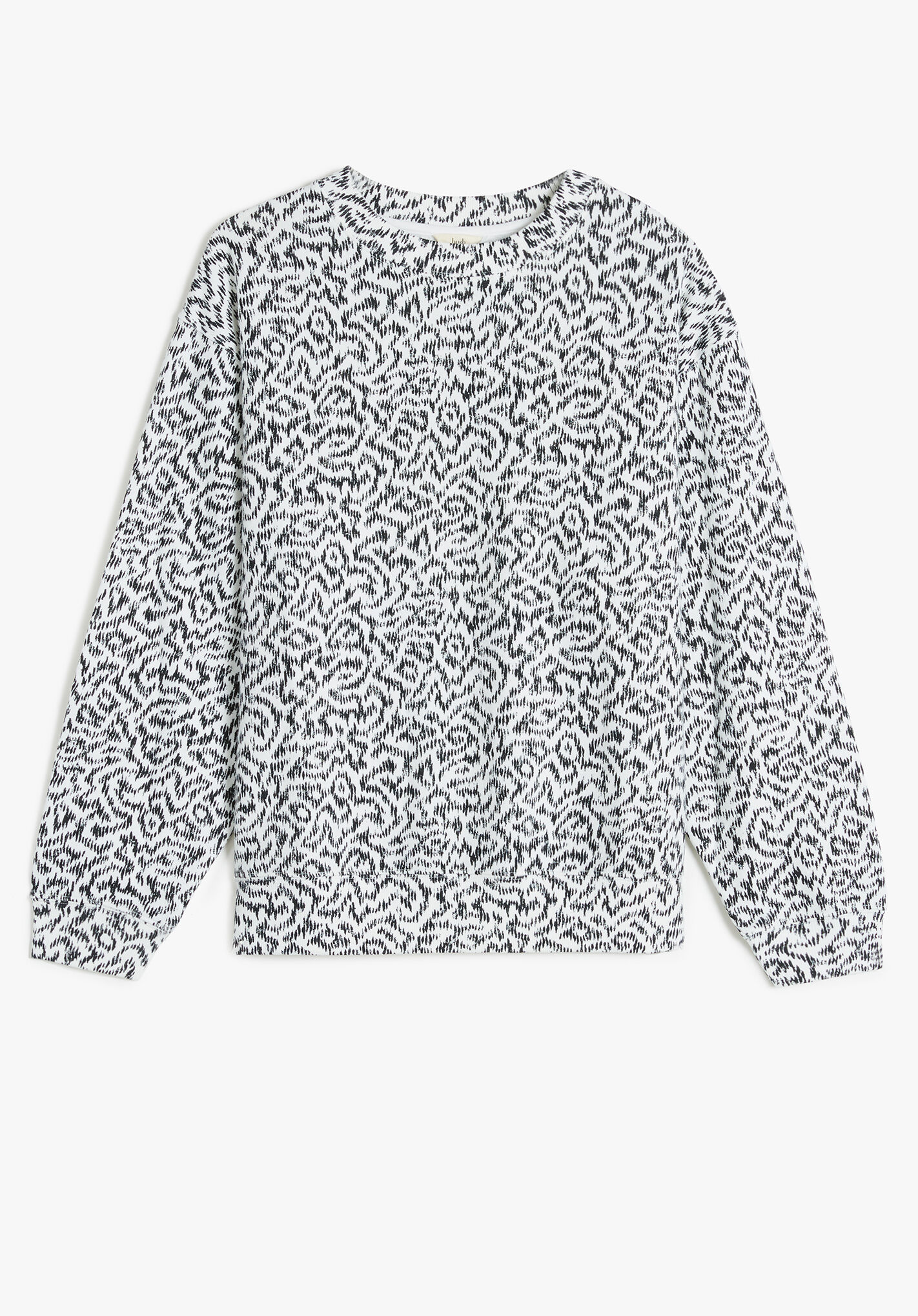 Estelle Printed Sweatshirt Abstract Ikat Black White hush