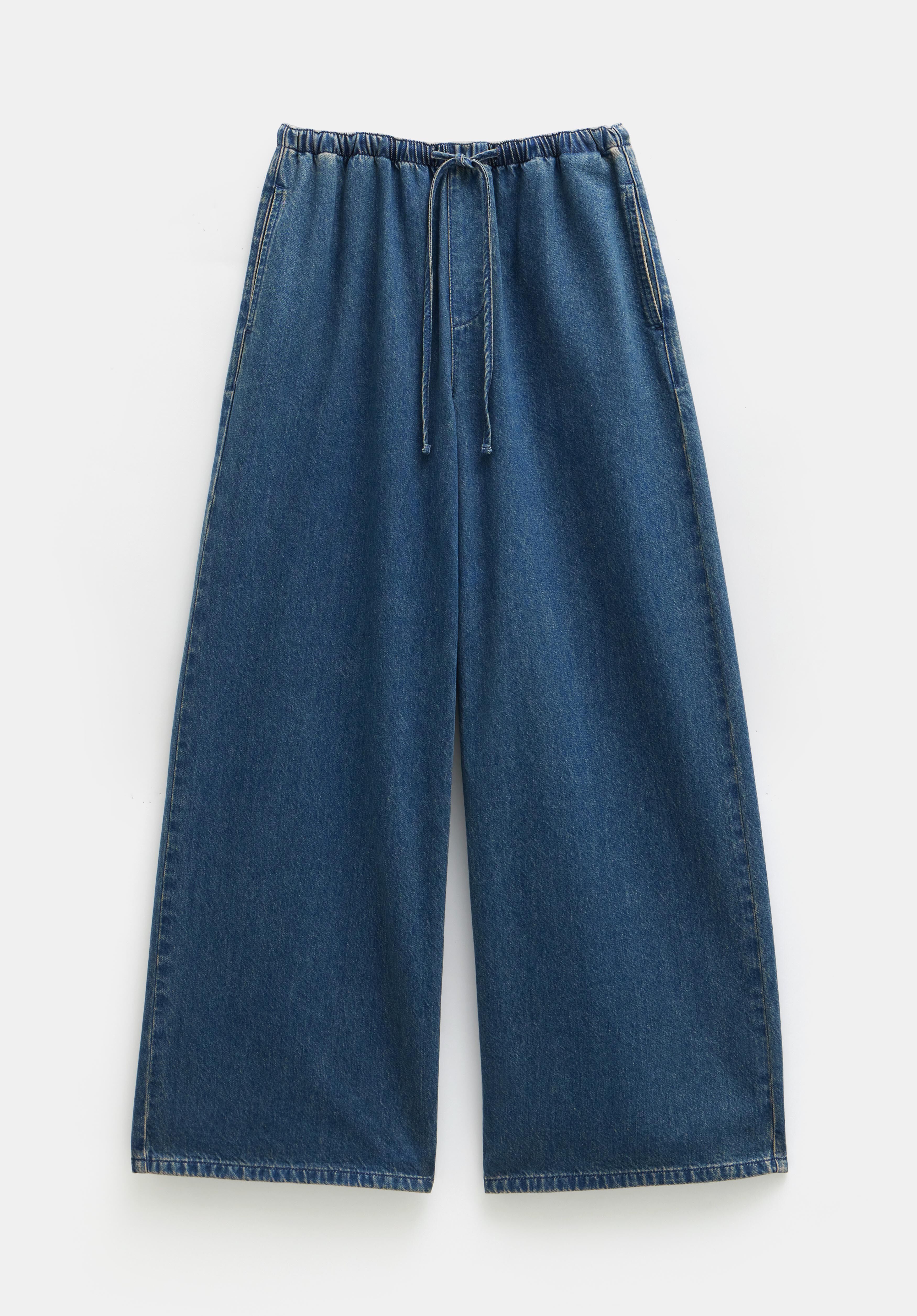 Wide leg elastic waist jeans on sale