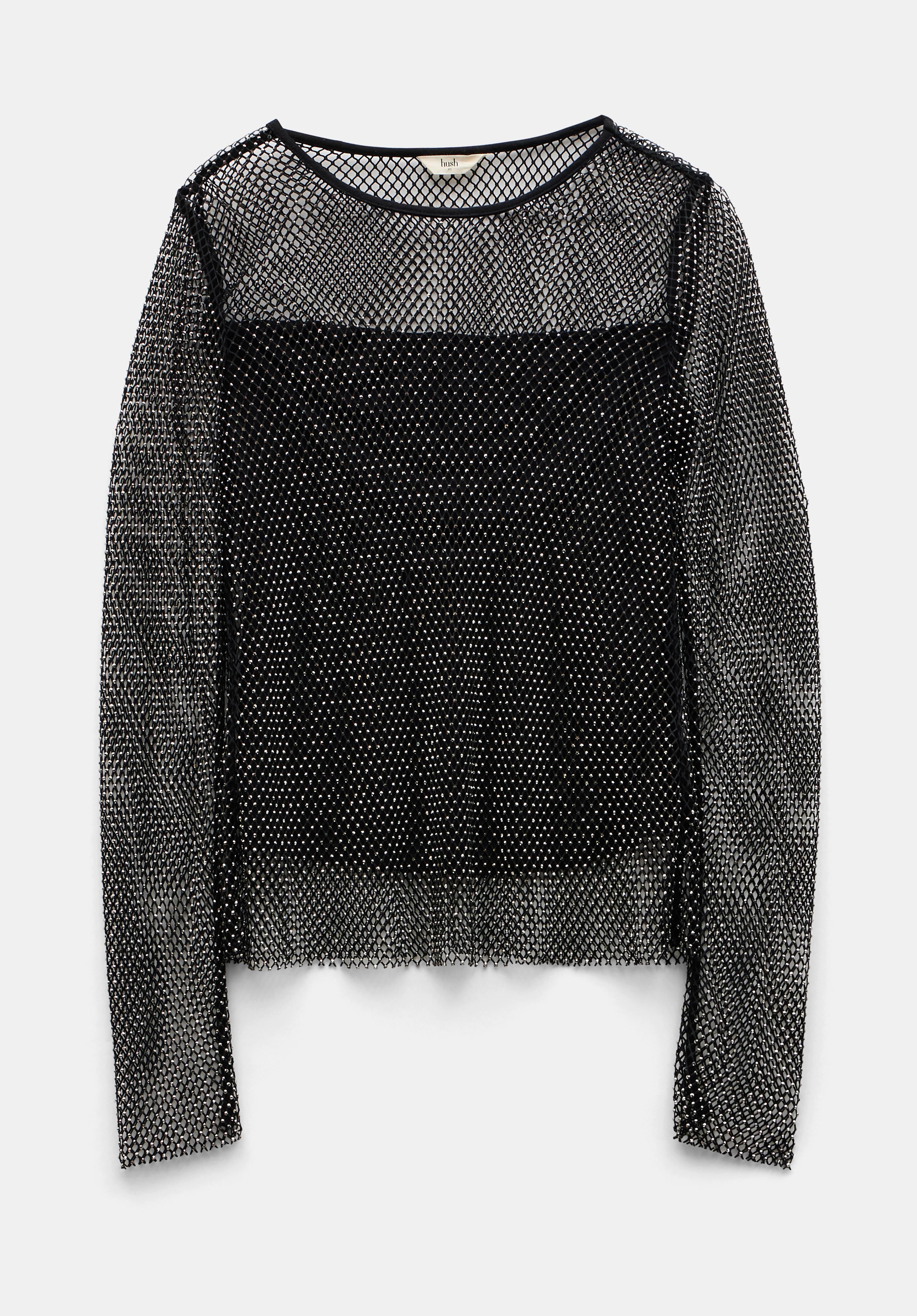 Black sparkly mesh top store
