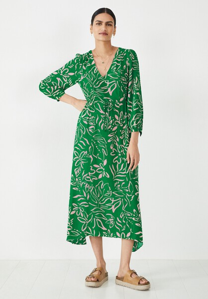 Rosa Midi Dress | Painted Tropical Flower Green | hush