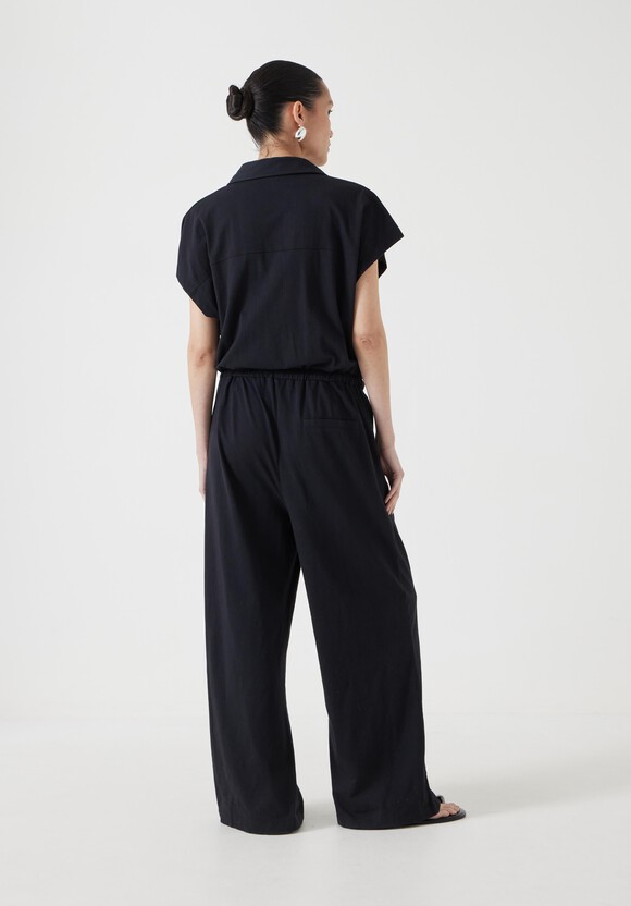 Short Sleeve Wide Leg Jersey Jumpsuit