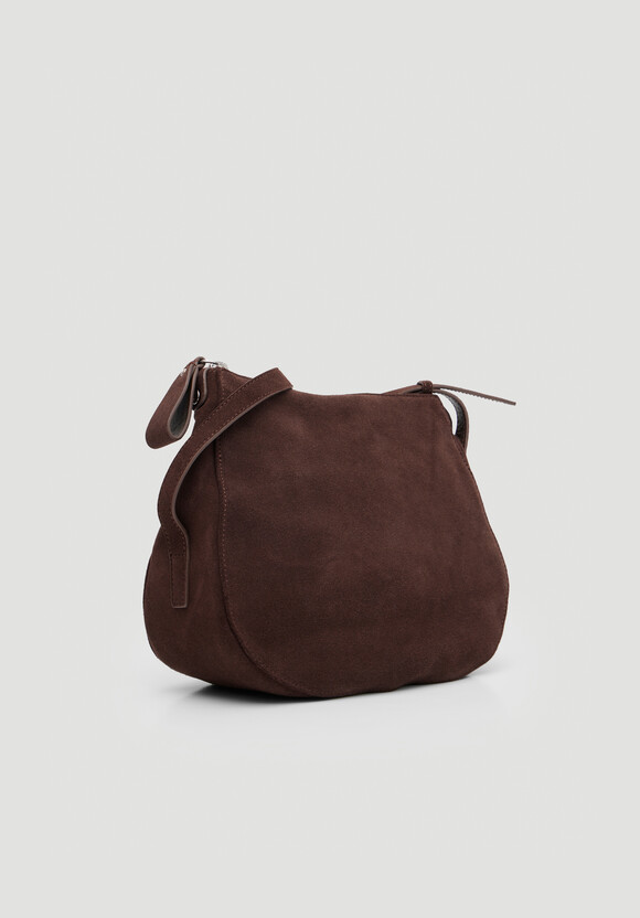 Zippy Crescent Leather Crossbody Bag
