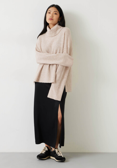 Keily Ribbed Roll Neck Wool Blend Jumper