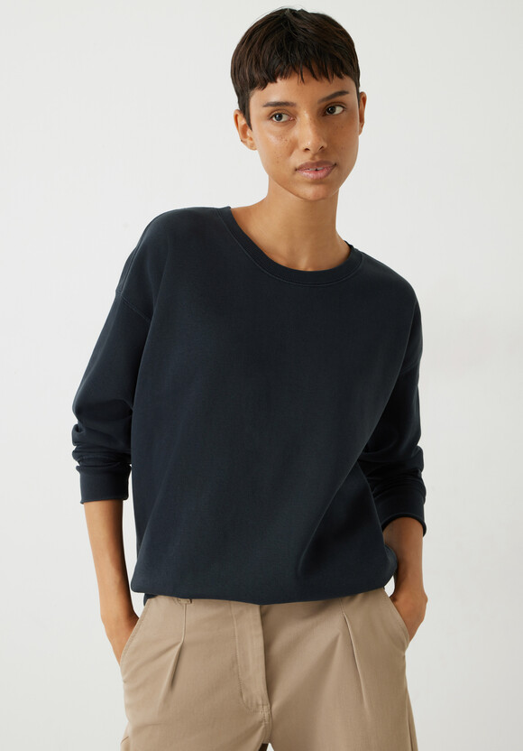 Lindsey Relaxed Sweatshirt | Cotton Blend Jersey Sweat Top | Midnight ...