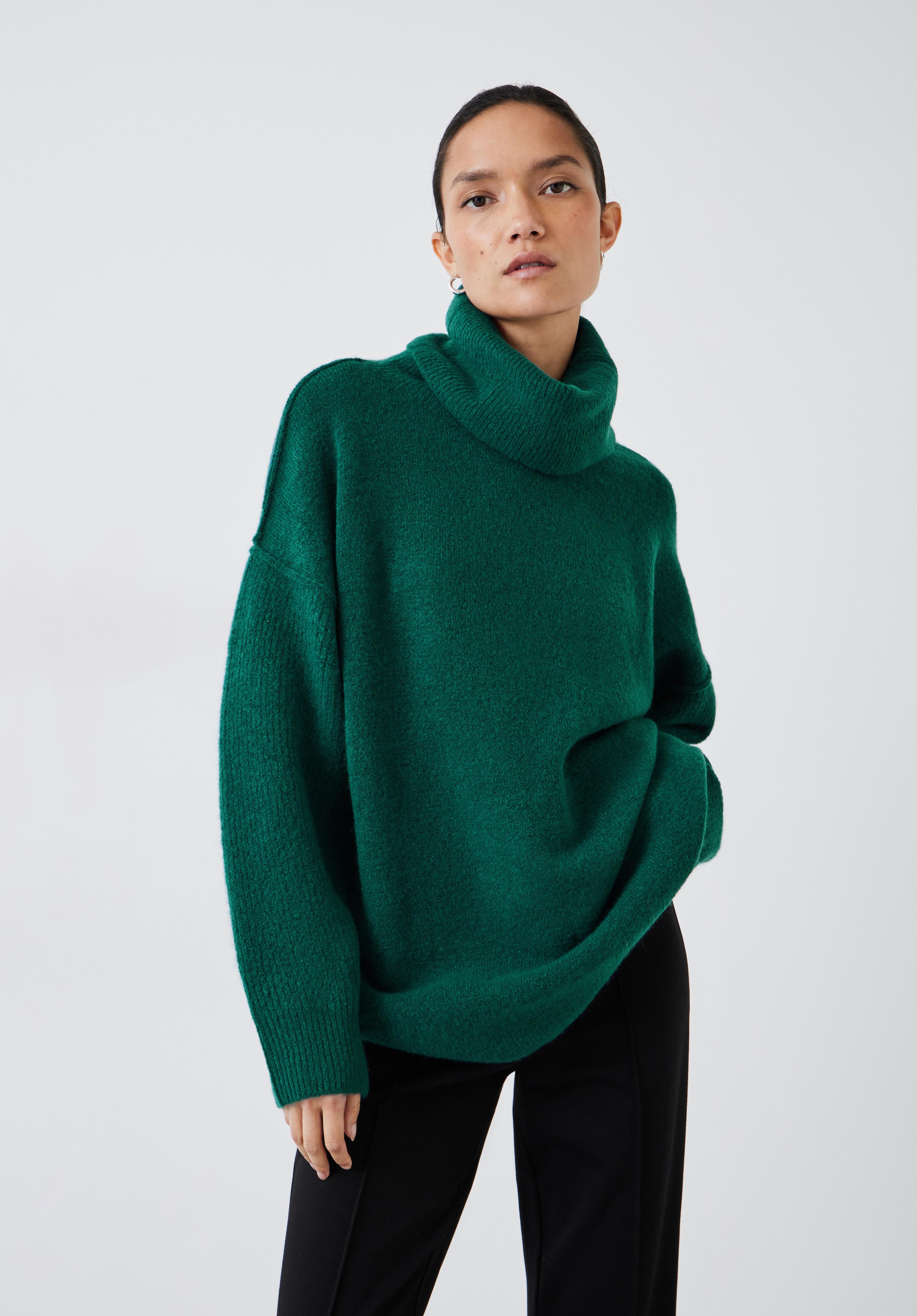 Meryl Roll Neck Wool Blend Jumper Forest Green hush