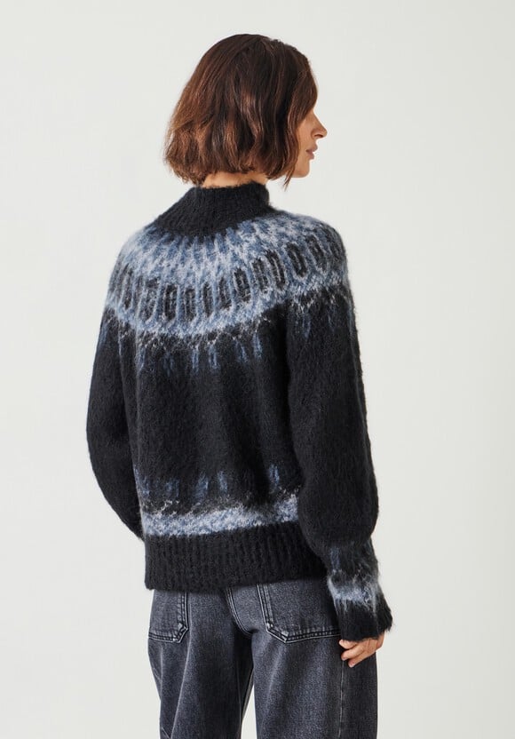 Ebony Brushed Yoke Fairisle Jumper with Mohair