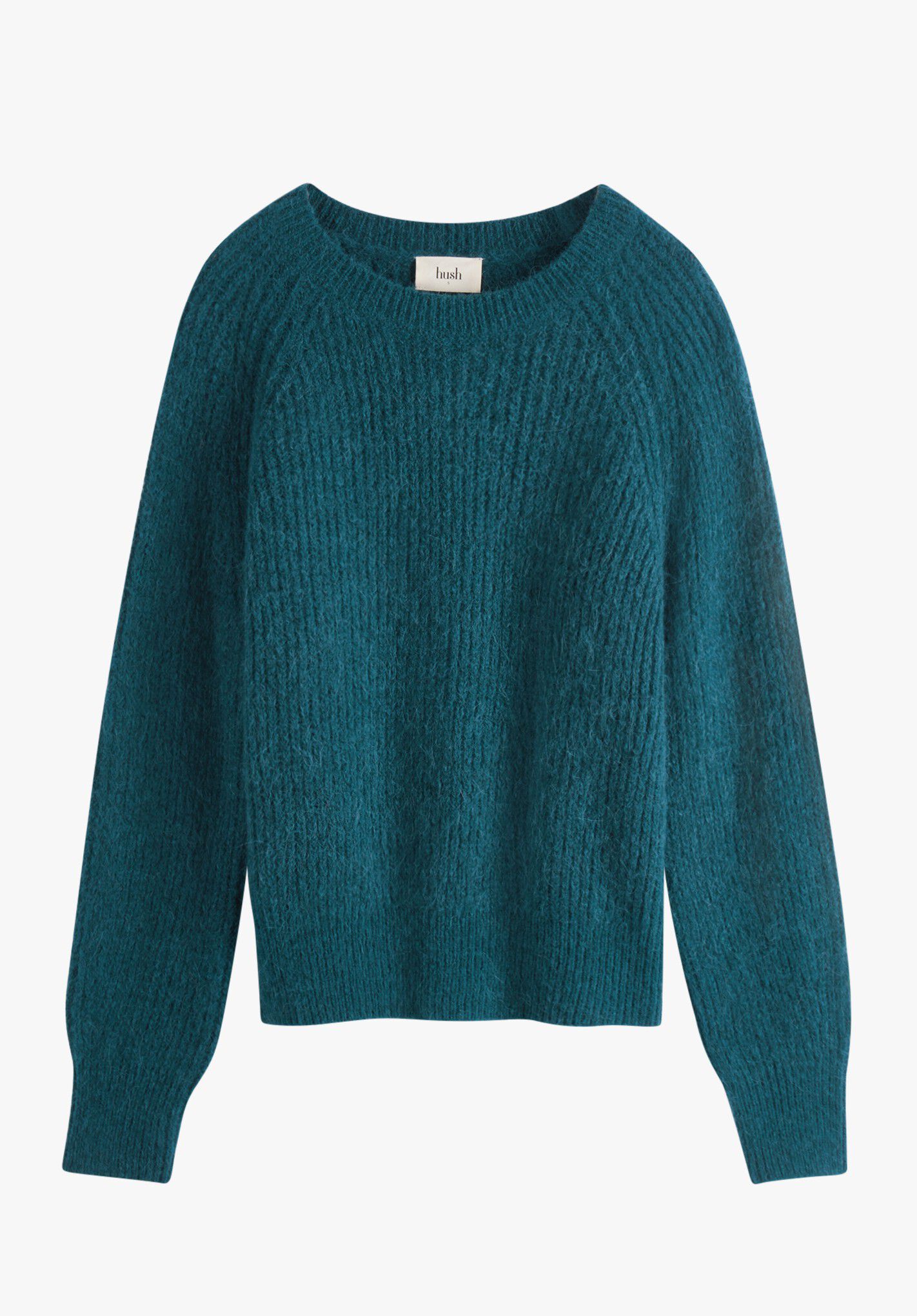 Alma Fluffy Raglan Crew Wool Blend Jumper Deep Teal hush