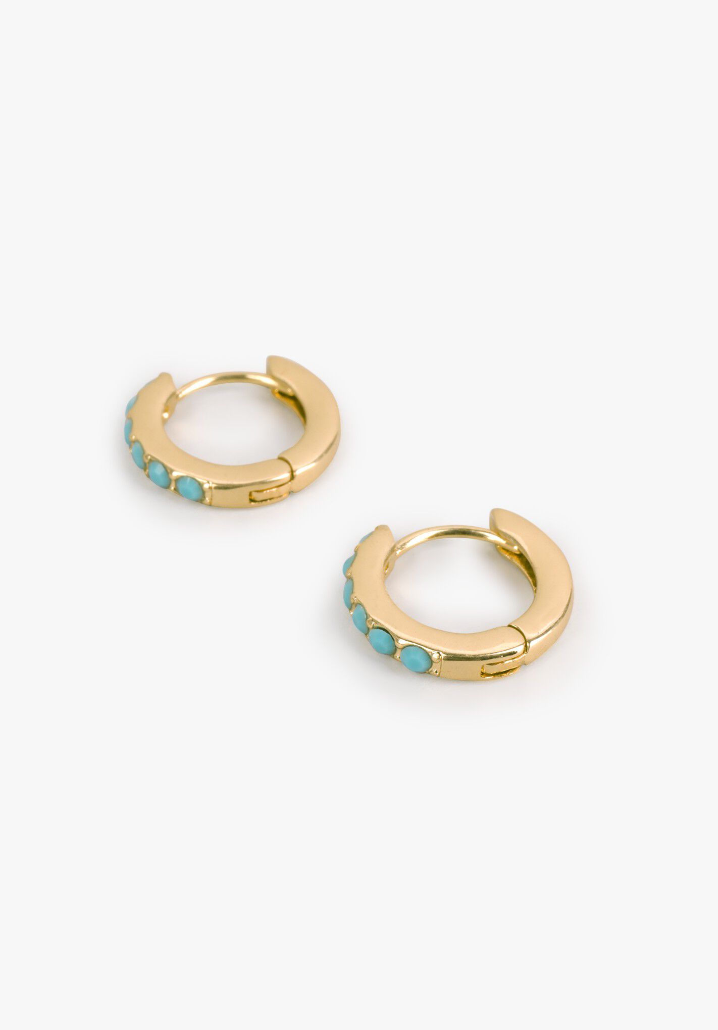 Turquoise huggie hoops top