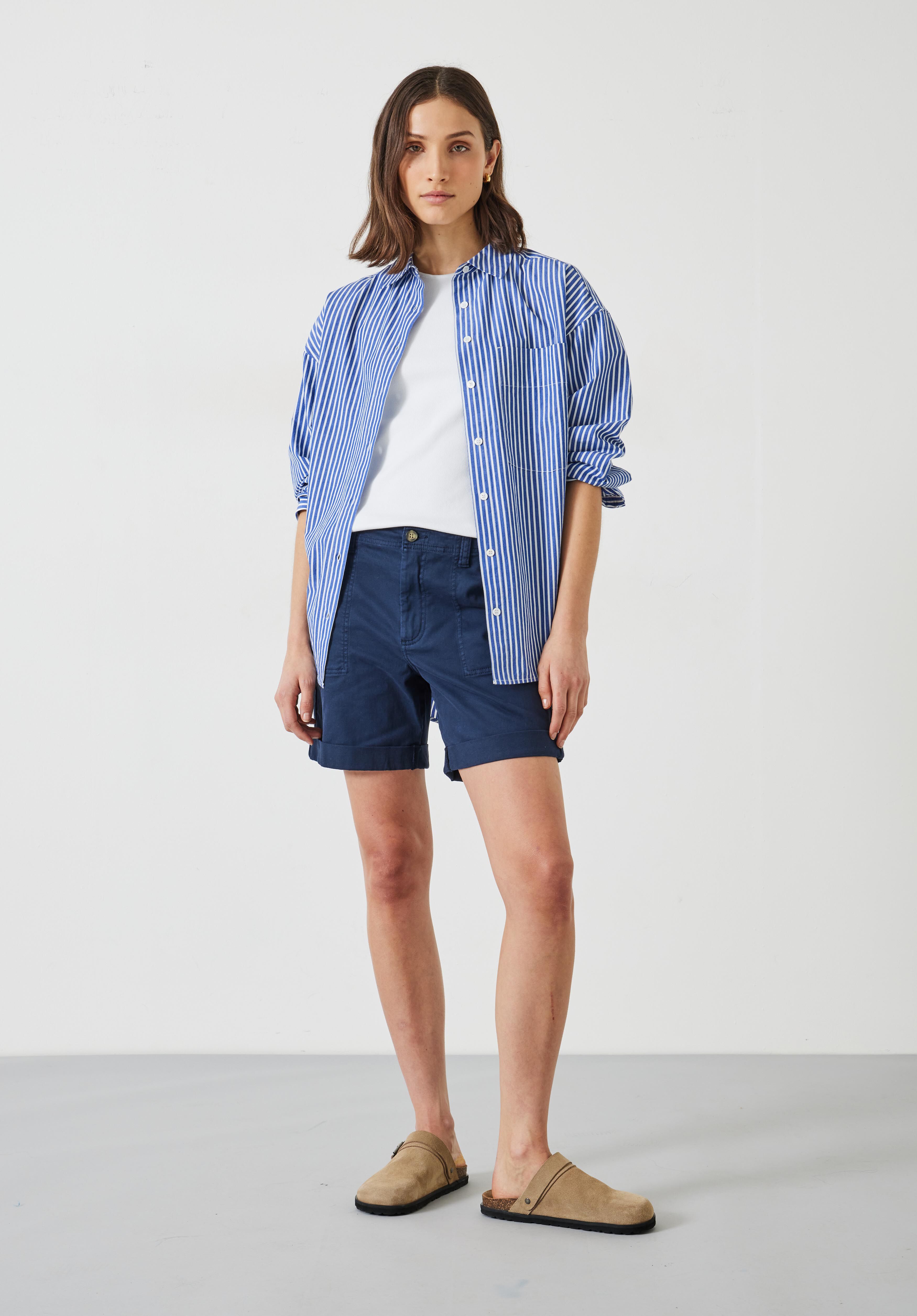 Plain navy shorts online