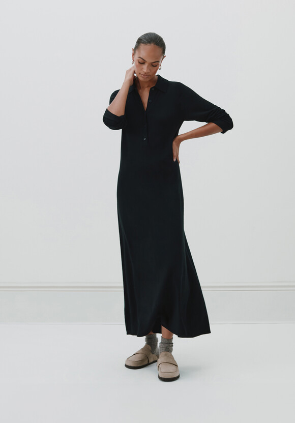 Polo Neck Knitted Midi Dress