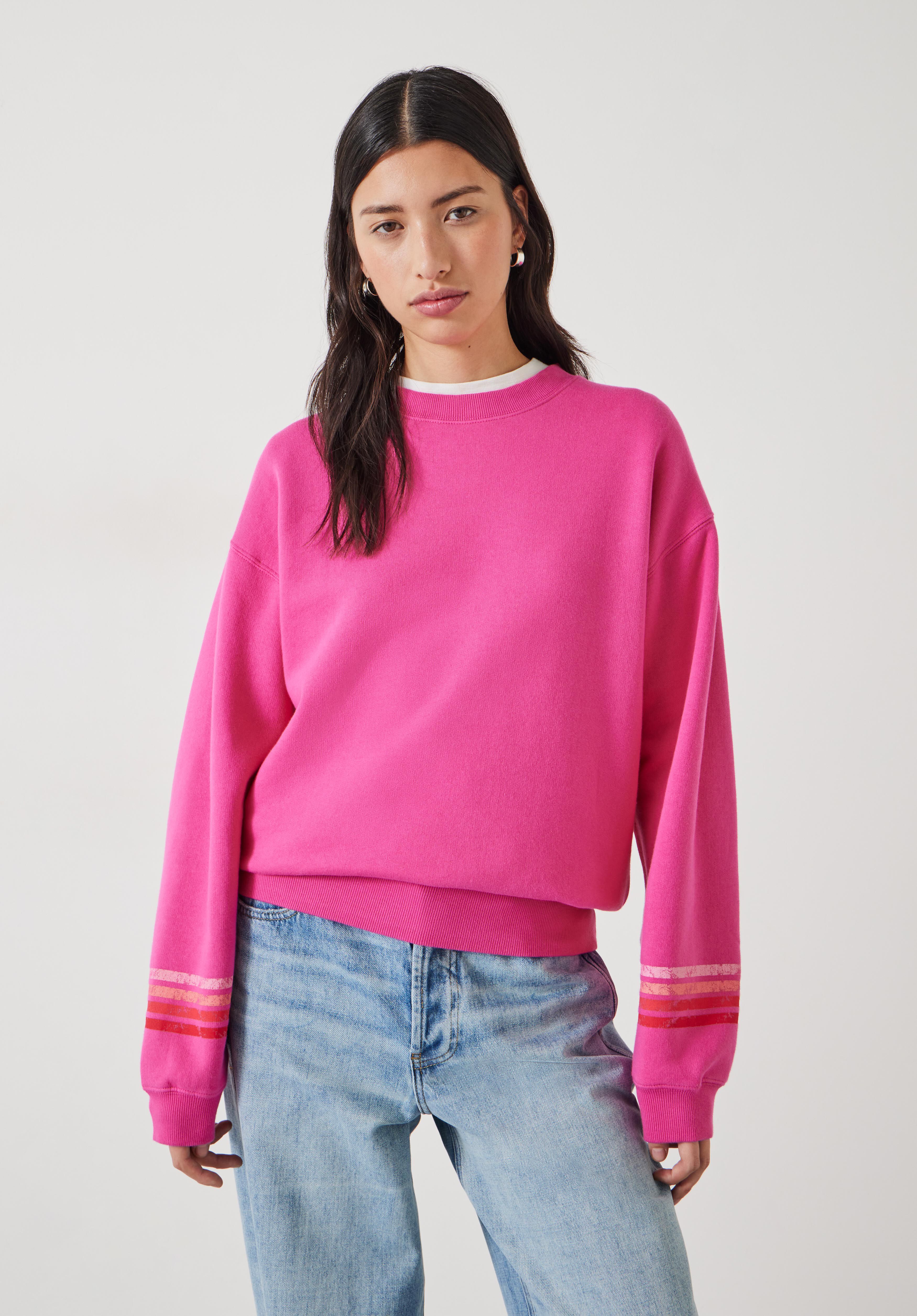 Hush contrast stitch sweatshirt pink outlet
