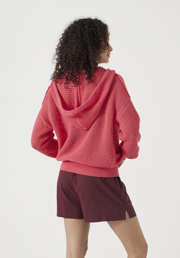 Open Stitch V Neck Hoodie