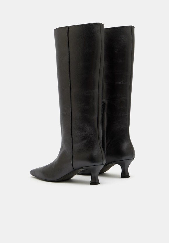 Katlynn Leather Kitten Heel Knee Boots