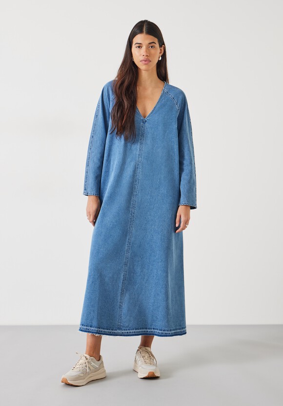 Marina V-Neck Denim Maxi Dress