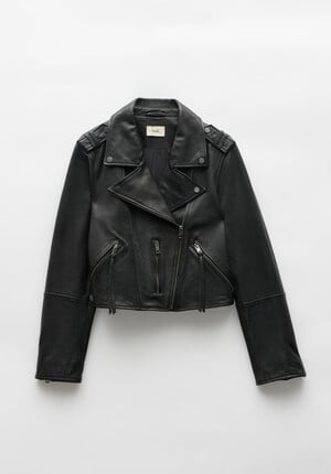Jet Cropped Leather Biker Jacket