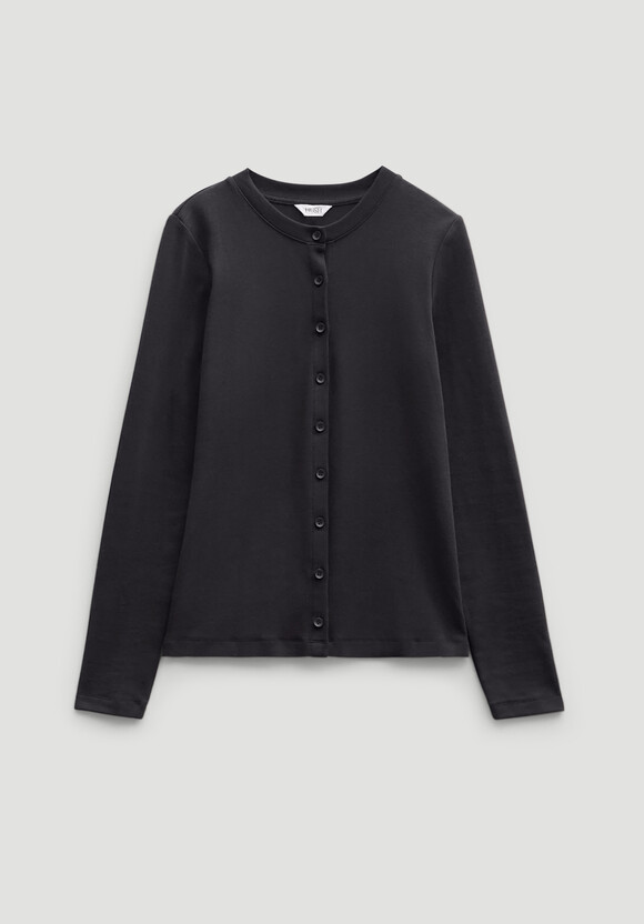 Button Ribbed Long Sleeve Top
