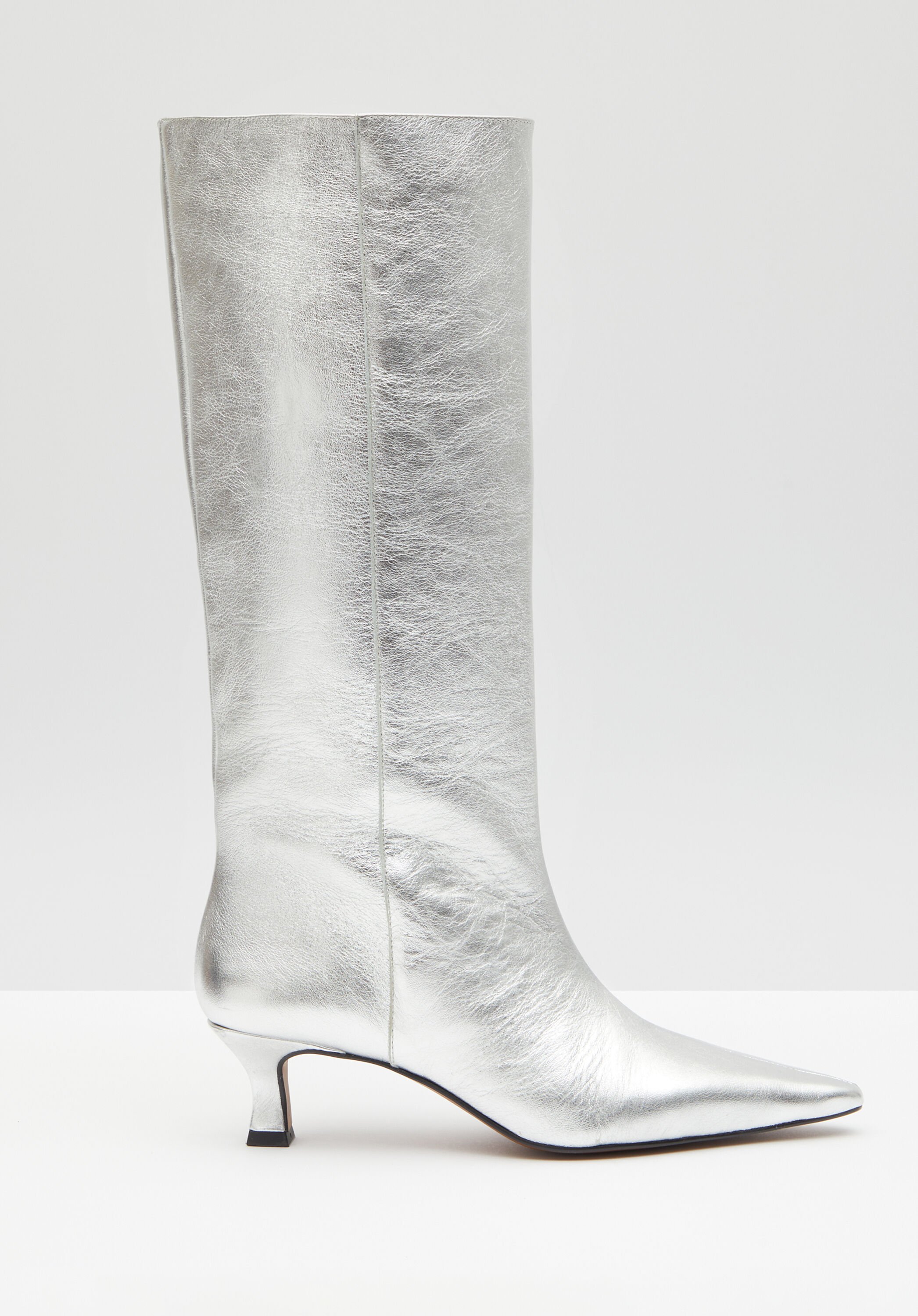Over knee clearance silver boots